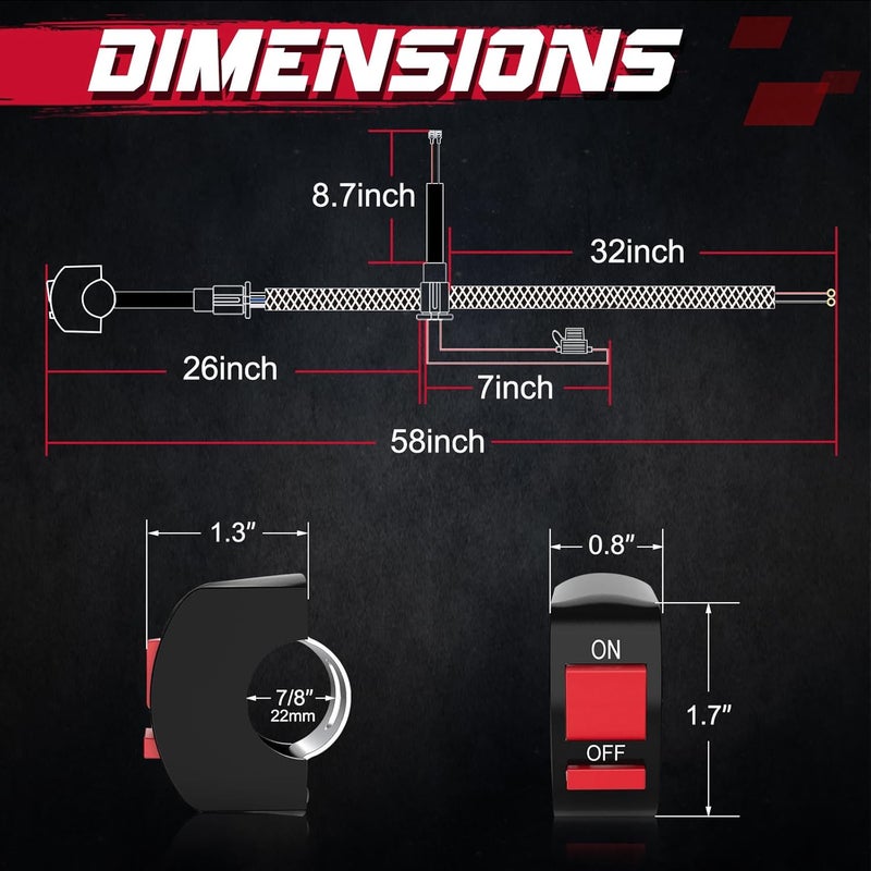 OFFROADTOWN Motorcycle LED Lights Wiring Harness Kit with Handlebar Switch 10A Fuse 1 Lead Light Bar Harness for ATV Dirt Bike Ebike Scooters Auxiliary Driving Fog Lights - Image 2